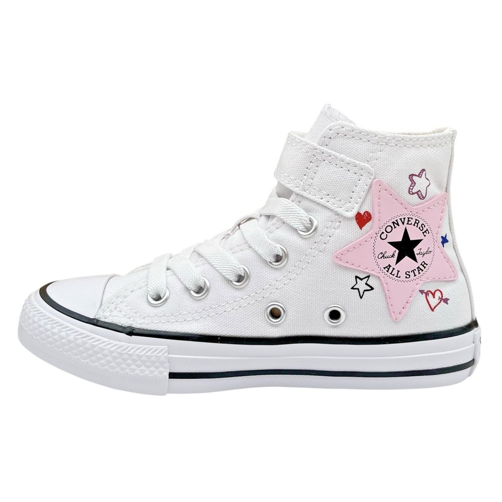 Converse Chuck Taylor Girls Hi‎ Top Slip-on Sneakers Size 11 White Doodle Star